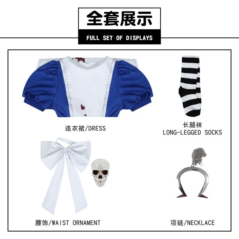 Alice Madness Returns Cosplay Costume - Alice Maid Dress Outfit for Cosplay Events, Halloween Parties, and Anime Conventions - Coscosmos