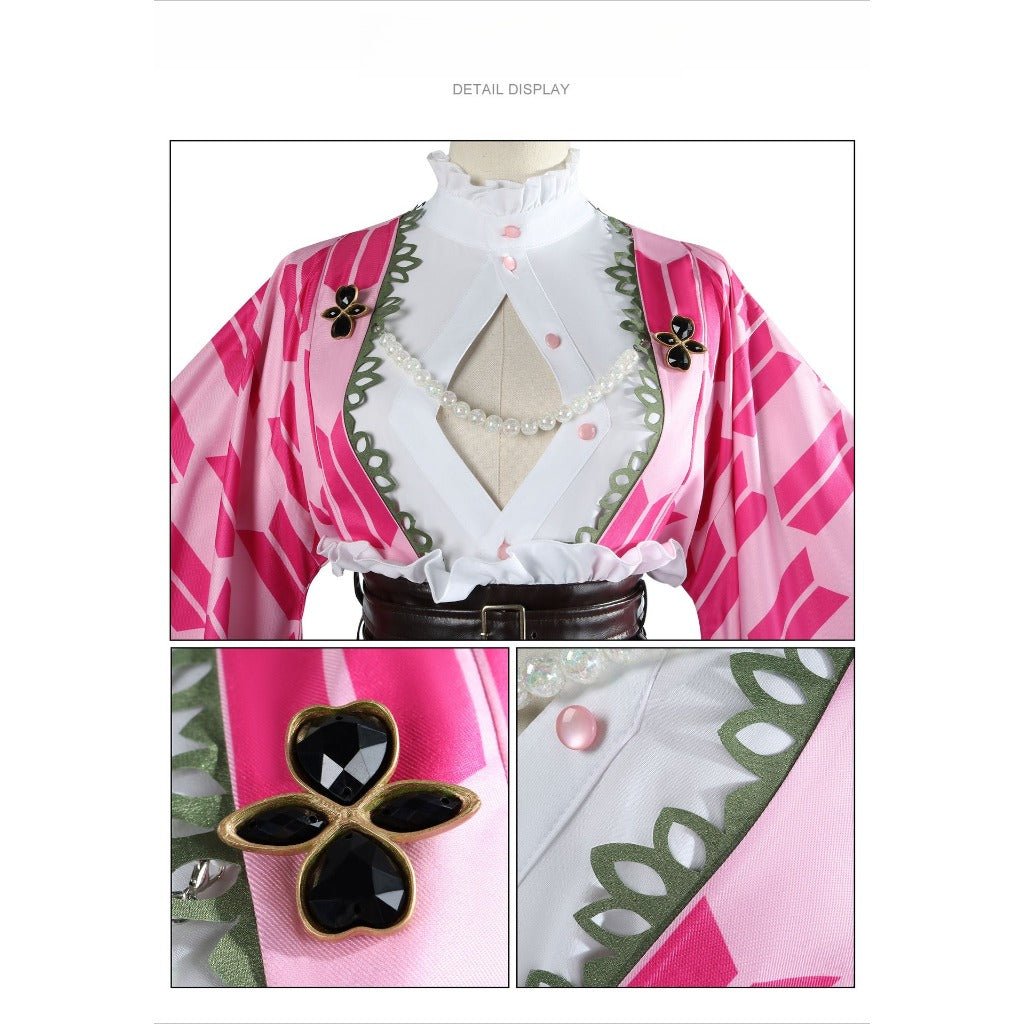 Anime Demon Slayer Mitsuri Kanroji Anniversary Cosplay Costume Set - Coscosmos