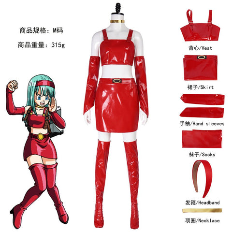 Anime Dragon Ball Bulma Cosplay Costume - Complete Official Manga Character Role - Play Dress Set - Coscosmos
