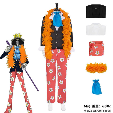 Anime One Piece Brook Cosplay Costume 2D Comic Con Floral Suit - Coscosmos