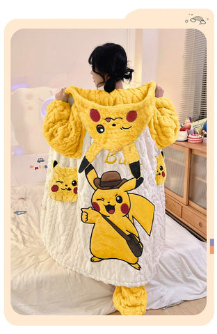 Anime Winter Sleepwear Set Flannel Pajamas for Women Girls Cosplay Costume Thick Fleece Robe Homewear - Coscosmos