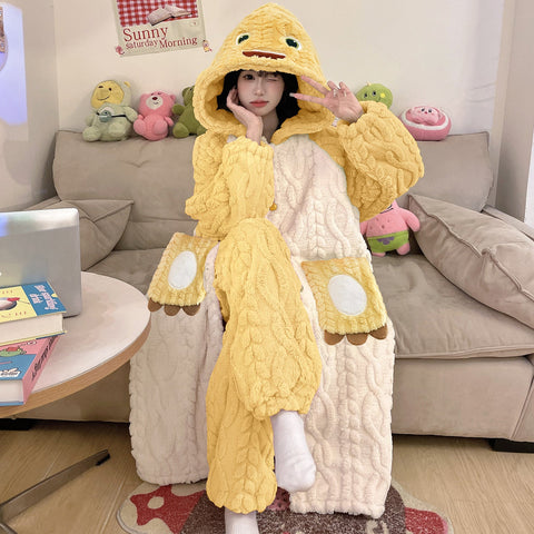 Anime Winter Sleepwear Set Flannel Pajamas for Women Girls Cosplay Costume Thick Fleece Robe Homewear - Coscosmos