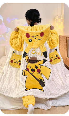 Anime Winter Sleepwear Set Flannel Pajamas for Women Girls Cosplay Costume Thick Fleece Robe Homewear - Coscosmos