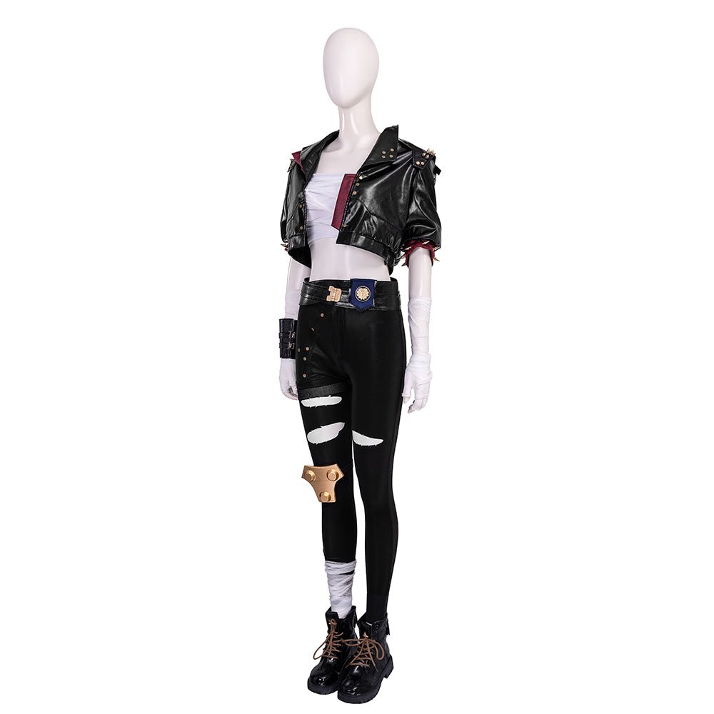 Arcane 2 Vi Black Leather Jacket - High Quality Cosplay Costume for Gamers - Coscosmos