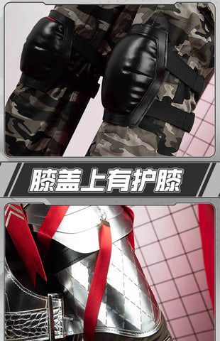 Arknights Cosplay Costume: Høderay Camo Cloak & Pants Outfit - Coscosmos