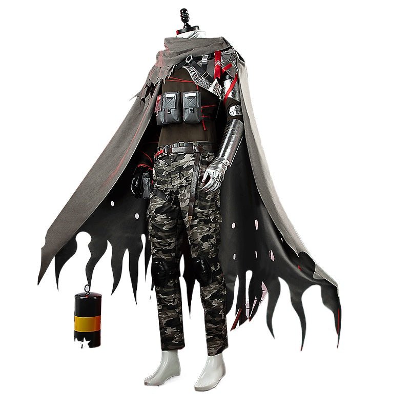 Arknights Cosplay Costume: Høderay Camo Cloak & Pants Outfit - Coscosmos