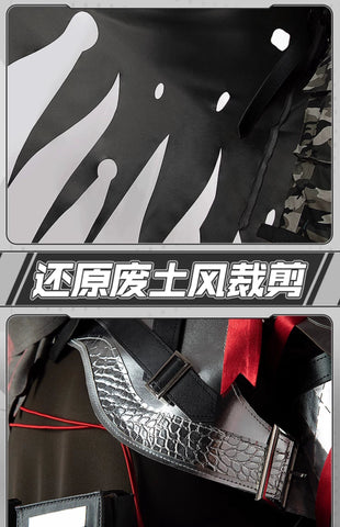 Arknights Cosplay Costume: Høderay Camo Cloak & Pants Outfit - Coscosmos