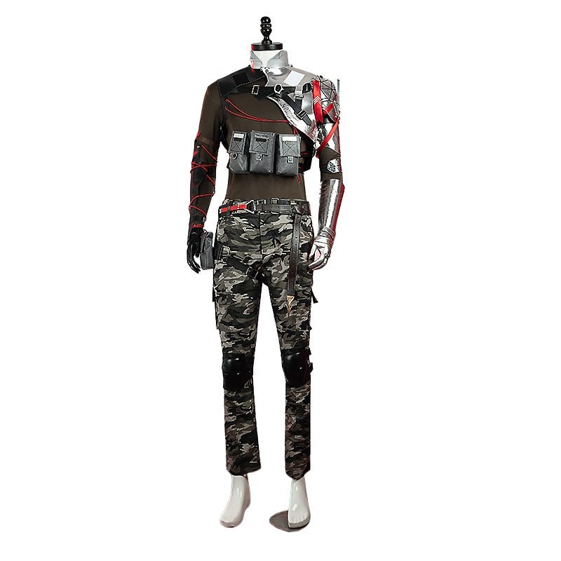 Arknights Cosplay Costume: Høderay Camo Cloak & Pants Outfit - Coscosmos