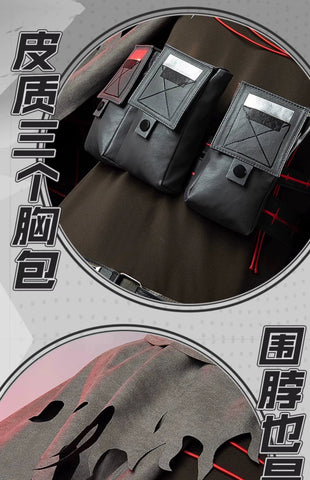 Arknights Cosplay Costume: Høderay Camo Cloak & Pants Outfit - Coscosmos