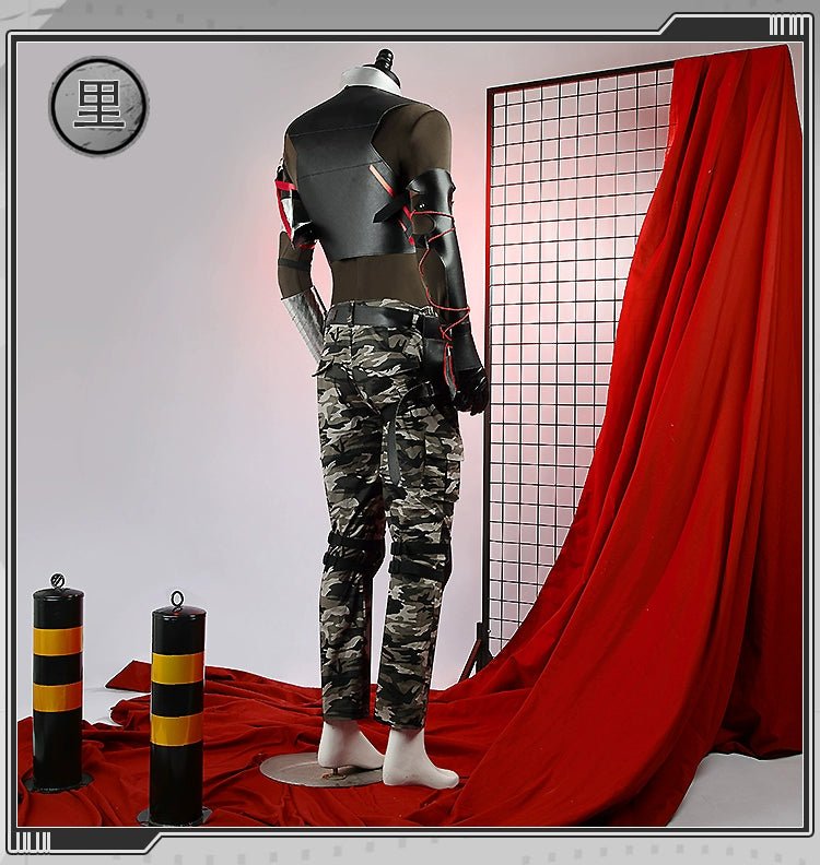 Arknights Cosplay Costume: Høderay Camo Cloak & Pants Outfit - Coscosmos