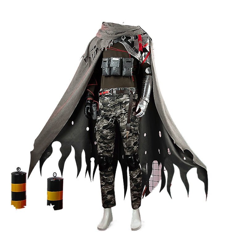 Arknights Cosplay Costume: Høderay Camo Cloak & Pants Outfit - Coscosmos
