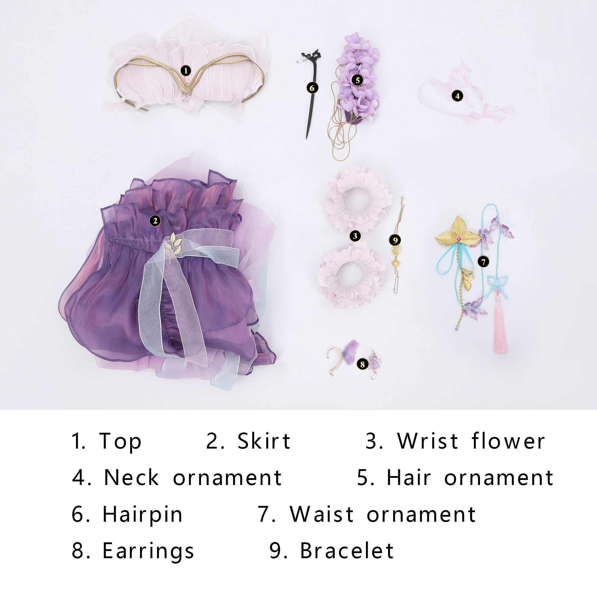 Authentic cosplay costume of Yingying, the enchanting millennium wisteria spirit sinner from the popular game Path to Nowhere. - Coscosmos