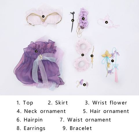 Authentic cosplay costume of Yingying, the enchanting millennium wisteria spirit sinner from the popular game Path to Nowhere. - Coscosmos