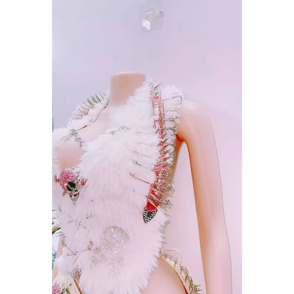 Avapunk Plush Chain Vest & Biker Sweet Cool Outfit cosplay costume - Coscosmos