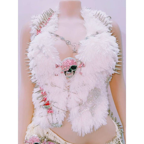 Avapunk Plush Chain Vest & Biker Sweet Cool Outfit cosplay costume - Coscosmos