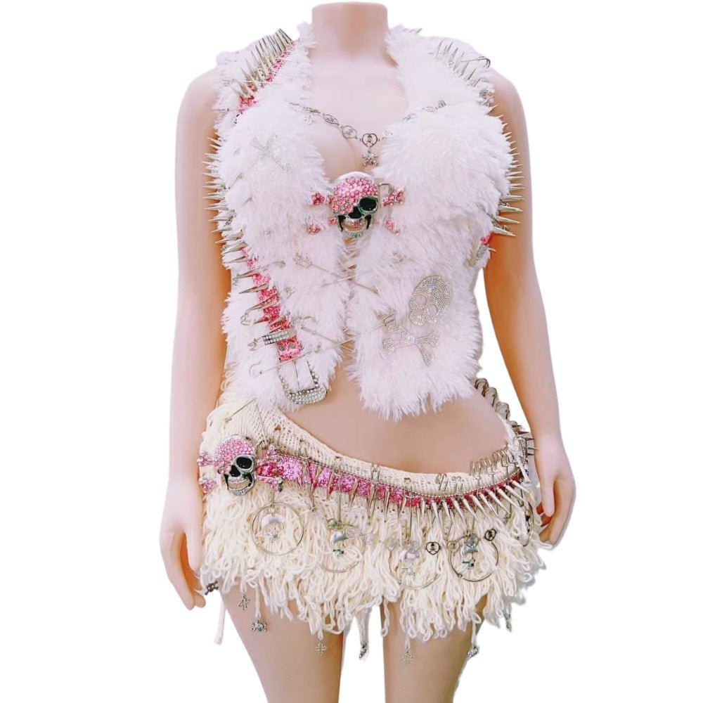 Avapunk Plush Chain Vest & Biker Sweet Cool Outfit cosplay costume - Coscosmos