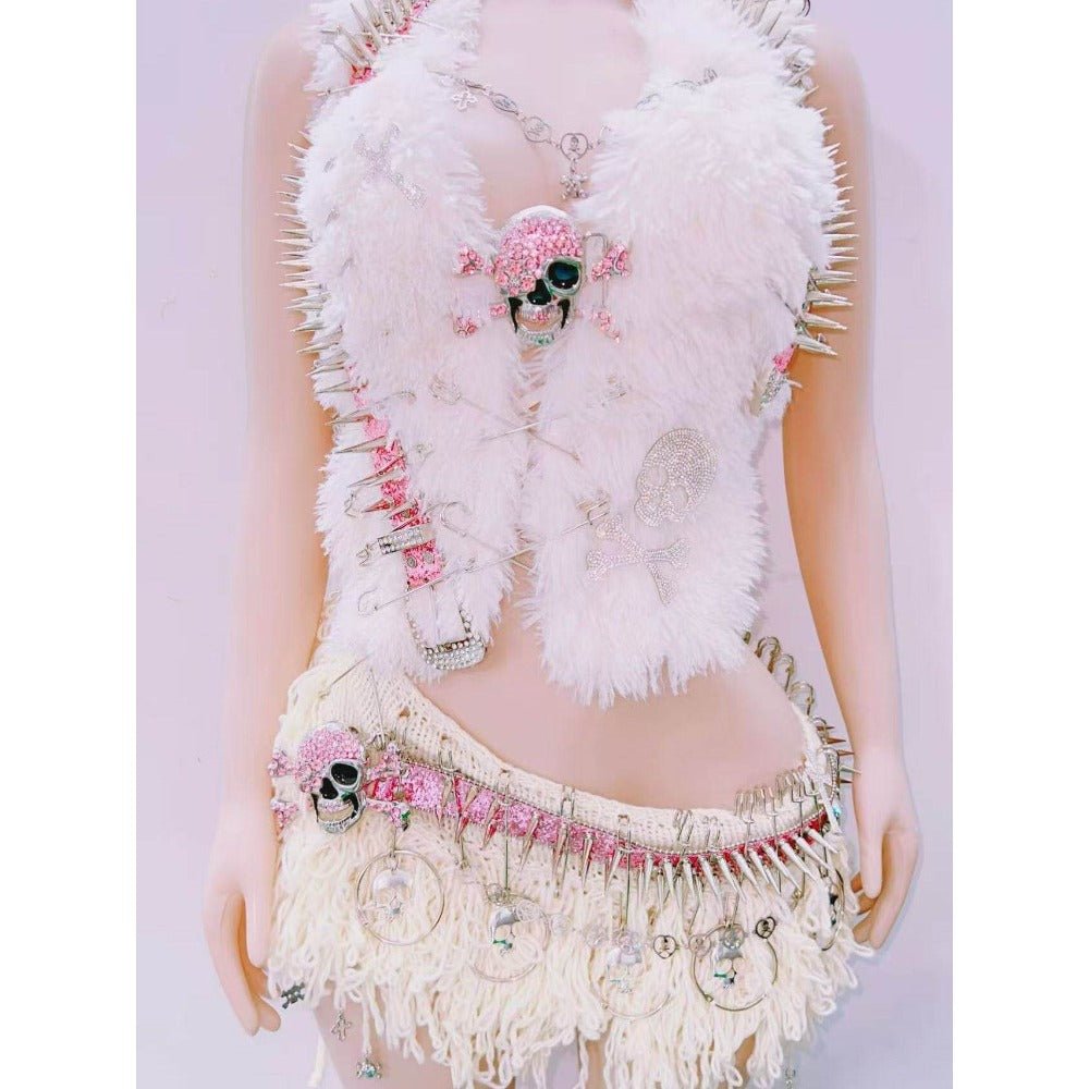 Avapunk Plush Chain Vest & Biker Sweet Cool Outfit cosplay costume - Coscosmos