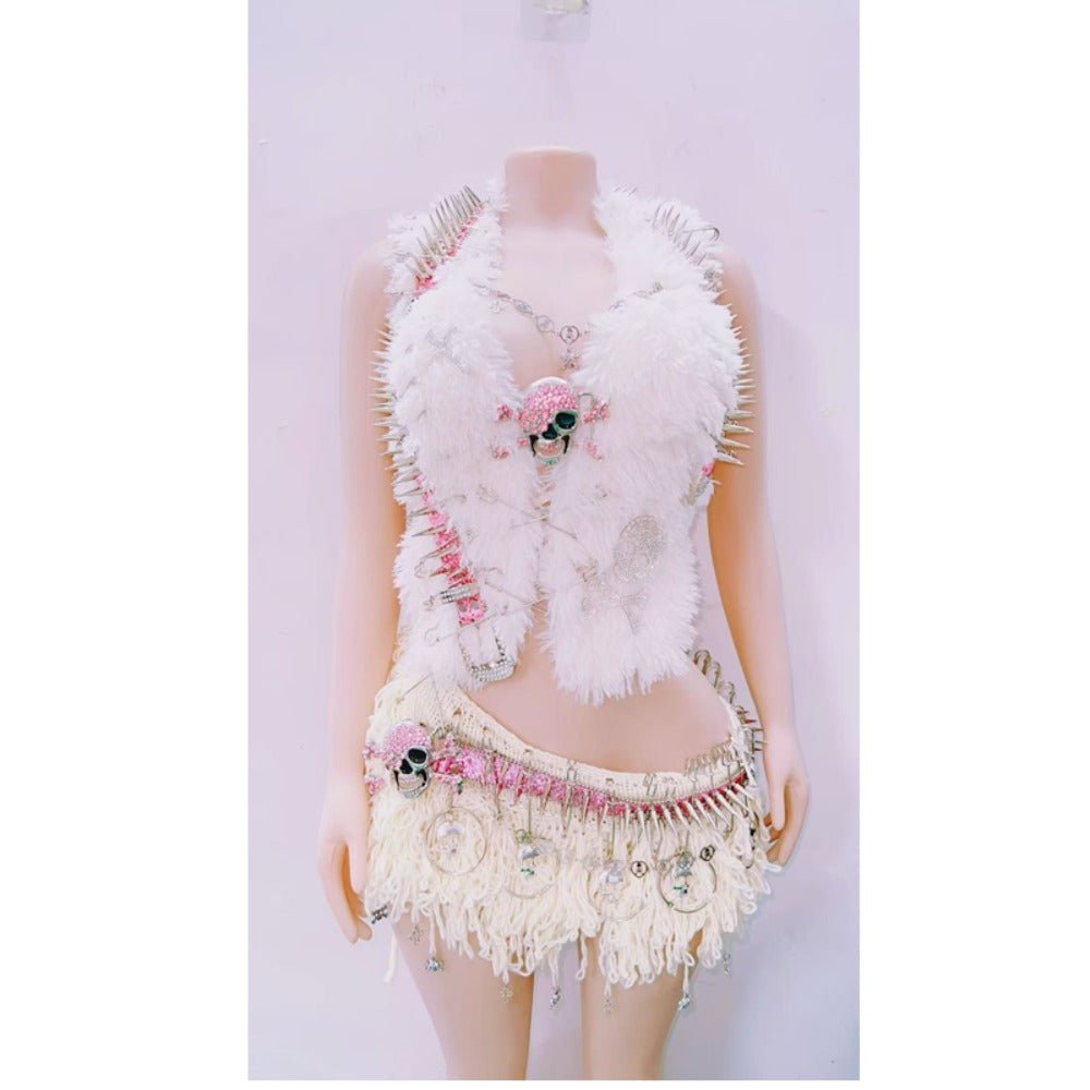 Avapunk Plush Chain Vest & Biker Sweet Cool Outfit cosplay costume - Coscosmos