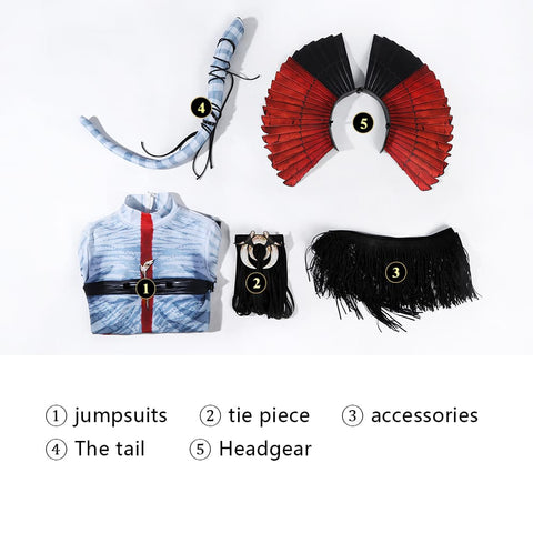 Avatar: Fire and Ash - Varang Costume Set, Ash Clan Chieftain Full Bodysuit - Coscosmos