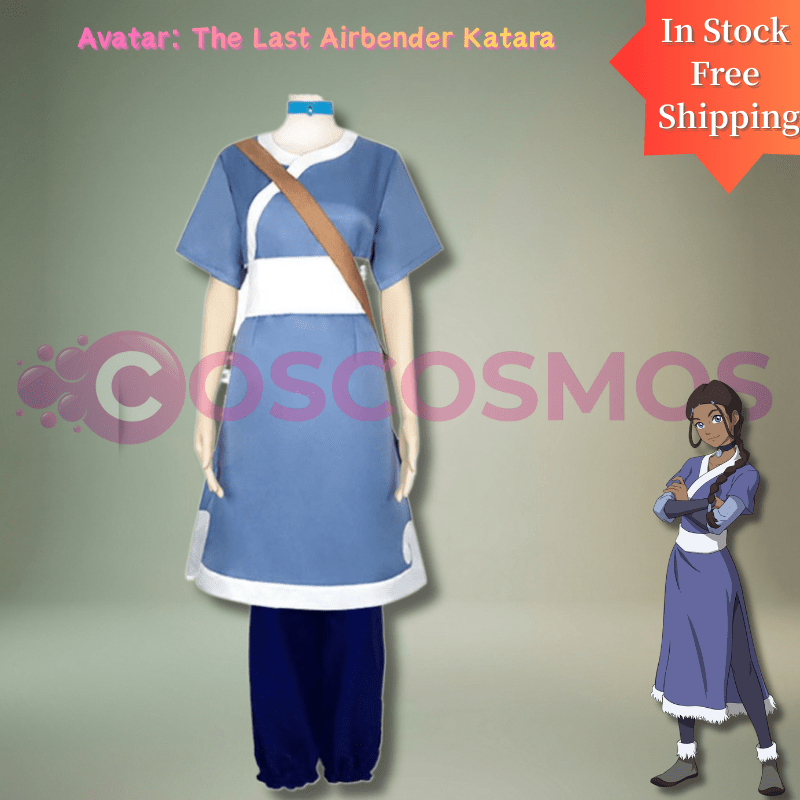 Avatar: The Last Airbender Katara Cosplay Costume Full Set - Water Tribe Blue Outfit - Coscosmos