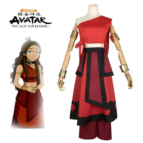 Avatar: The Last Airbender - Katara Red Cosplay Costume Full Set Official Replica - Coscosmos