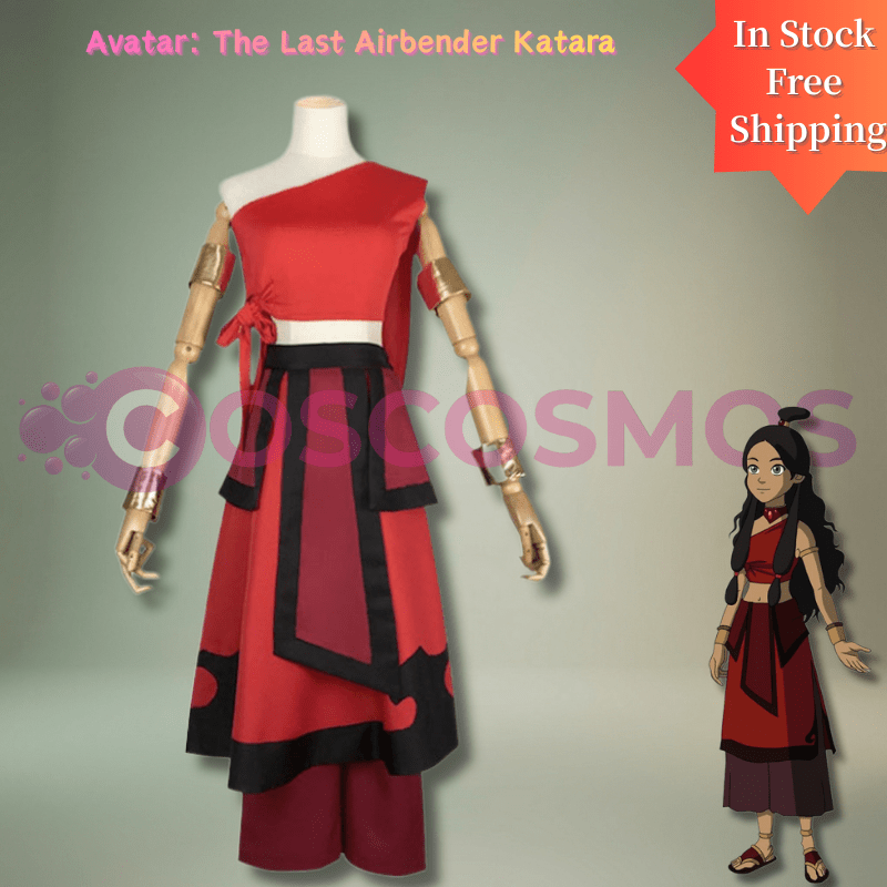Avatar: The Last Airbender - Katara Red Cosplay Costume Full Set Official Replica - Coscosmos