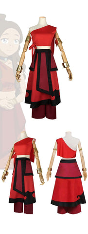 Avatar: The Last Airbender - Katara Red Cosplay Costume Full Set Official Replica - Coscosmos