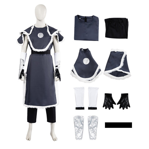 Avatar The Last Airbender Legend of Korra Sokka Cosplay Costume Set - Complete Outfit with Cape, Top, Robe, Waistband, Arm Guards, Gloves - Coscosmos