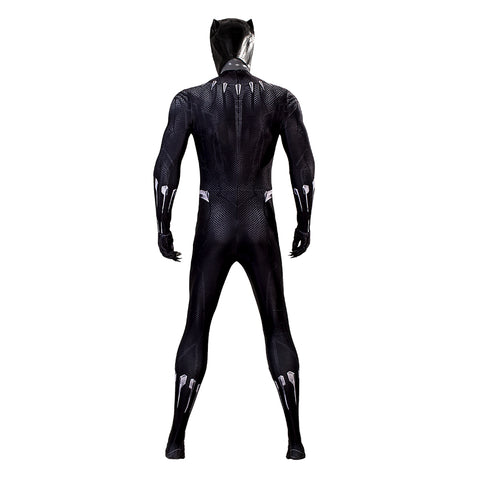 DC Black Panther Jumpsuit Cosplay Costume Suit with Mask for Men - Halloween Bodysuit