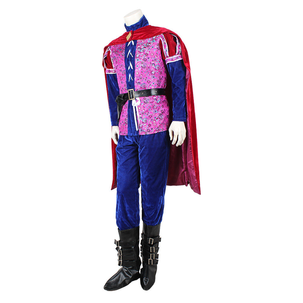 Once Upon a Time Prince Cosplay Costume | Men's Medieval Velvet Red and Blue Suit | Halloween and Party Full Set