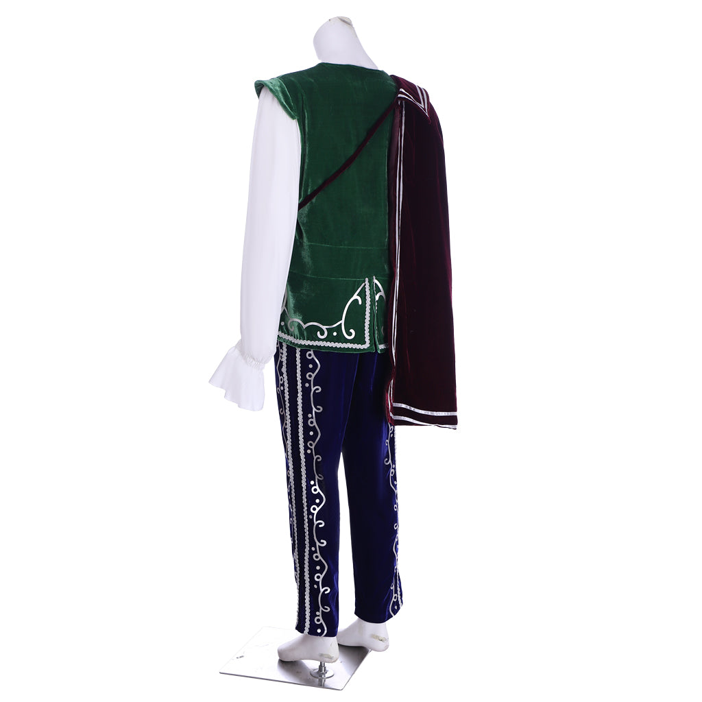 Medieval Tudor King Prince Costume - Velvet Long Sleeve Top, Pants & Cloak | Coscomos