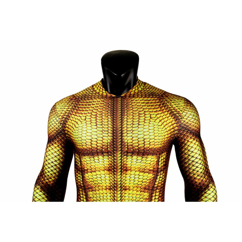 Arthur Curry Printed Golden Suit Cosplay Costume – Aquaman Justice League Costume