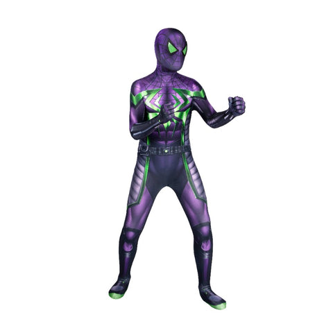 Spider Man Miles Morales Purple Reign Suit HD Printed Cosplay Costume for Kids