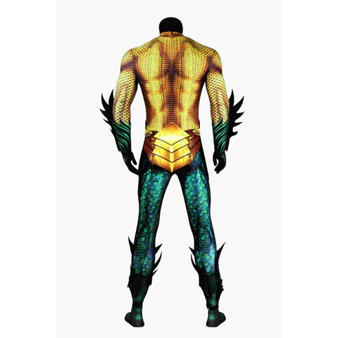 Arthur Curry Printed Golden Suit Cosplay Costume – Aquaman Justice League Costume