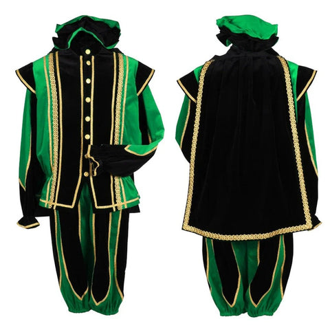 Black Peter Cosplay Costume for Men - Traditional Tudor Velvet Festival Outfit with Ball Gown