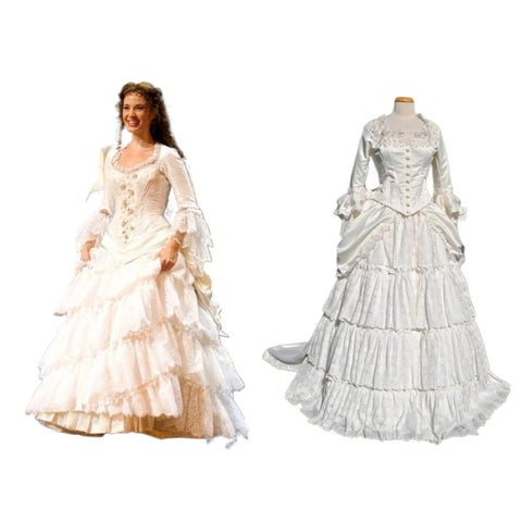 Victorian White Bridal Masquerade Gown | Christine Daae Cosplay Costume from The Phantom of the Opera