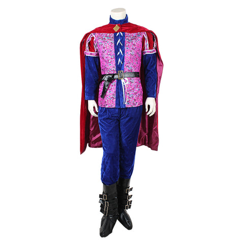 Once Upon a Time Prince Cosplay Costume | Men's Medieval Velvet Red and Blue Suit | Halloween and Party Full Set