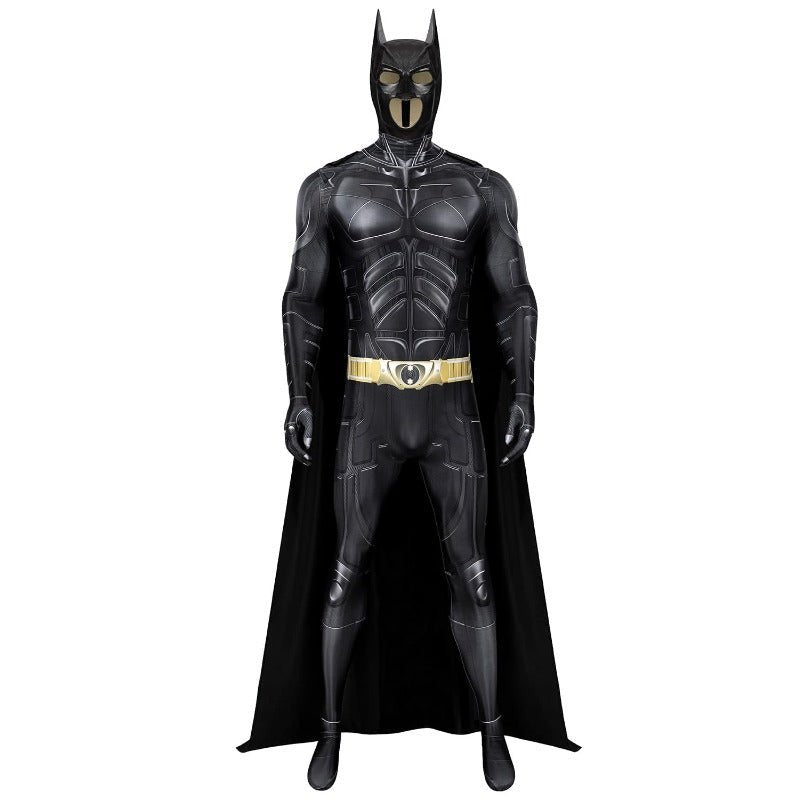 Bat Superhero Costume Adult Men Dark Black Knight Jumpsuit Cloak Bat Mask Halloween Cosplay Costume Outfit - Coscosmos