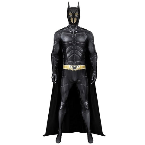 Bat Superhero Costume Adult Men Dark Black Knight Jumpsuit Cloak Bat Mask Halloween Cosplay Costume Outfit - Coscosmos