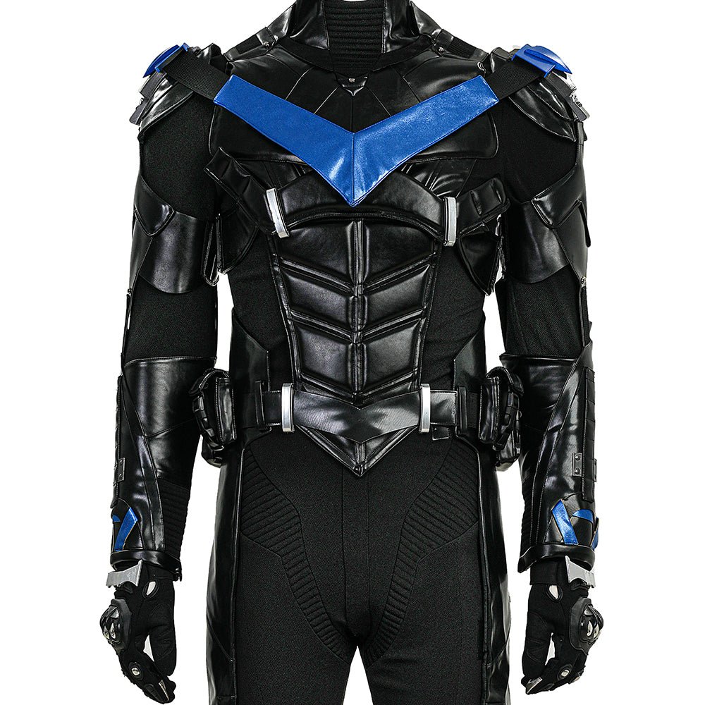Batman: Arkham Knight Nightwing Full Set with Mask,Shoes - Premium Collectible Costume & Gear - Coscosmos