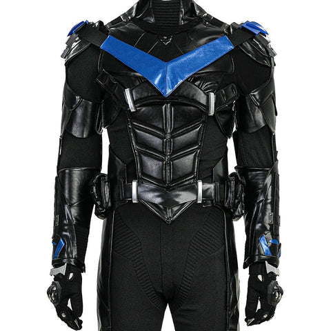 Batman: Arkham Knight Nightwing Full Set with Mask,Shoes - Premium Collectible Costume & Gear - Coscosmos