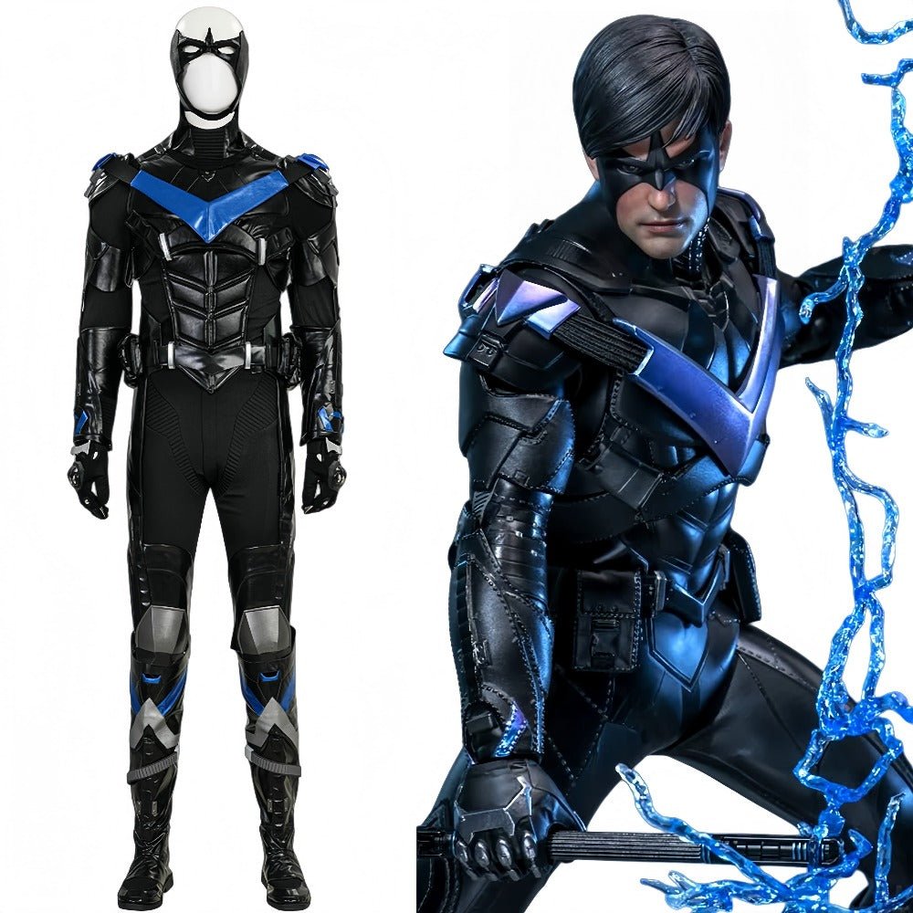 Batman: Arkham Knight Nightwing Full Set with Mask,Shoes - Premium Collectible Costume & Gear - Coscosmos