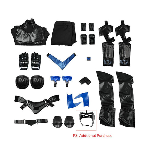 Batman: Arkham Knight Nightwing Full Set with Mask,Shoes - Premium Collectible Costume & Gear - Coscosmos
