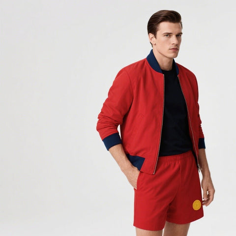Baywatch Men's Vibrant Red Shorts Set for Summer Beach Adventures - Coscosmos