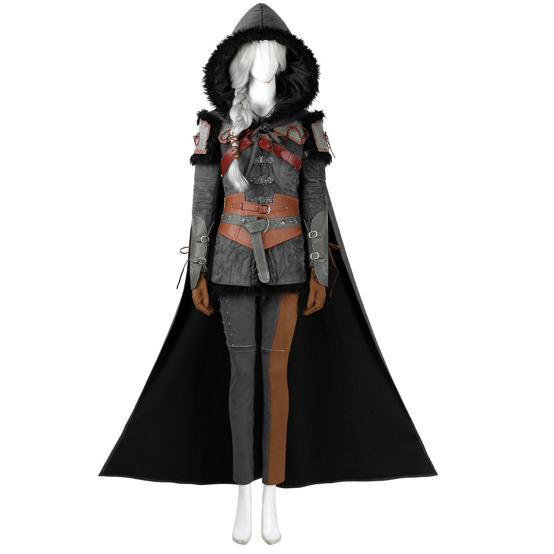 The Witcher IV Ciri Cosplay Costume Full Set With Cloak For Women