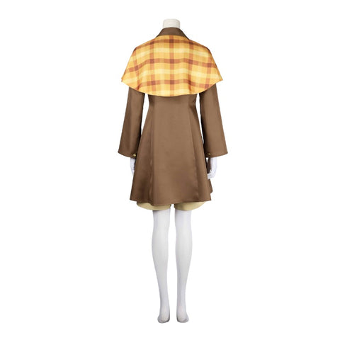 Princess Peach Cosplay Costume Detective Peach Coat and Shorts with Hat and Gloves