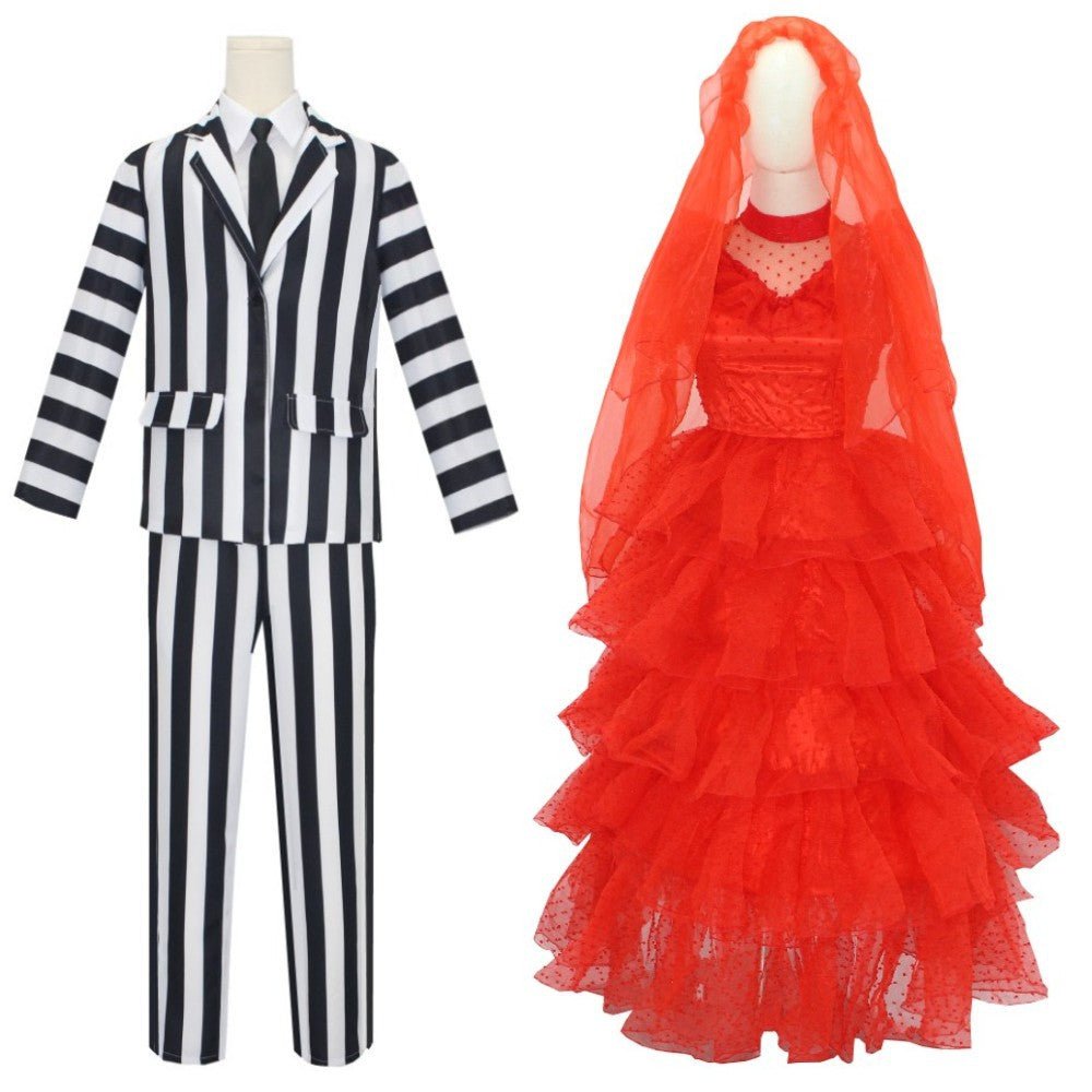 Beetlejuice Adult/Kid Cosplay Costume Full Set - Halloween & Stage Performance - Coscosmos