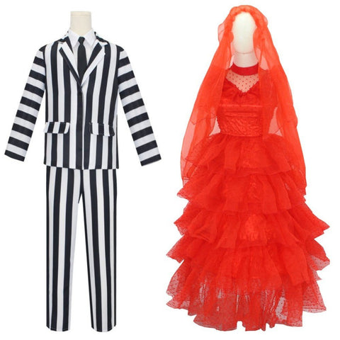 Beetlejuice Adult/Kid Cosplay Costume Full Set - Halloween & Stage Performance - Coscosmos