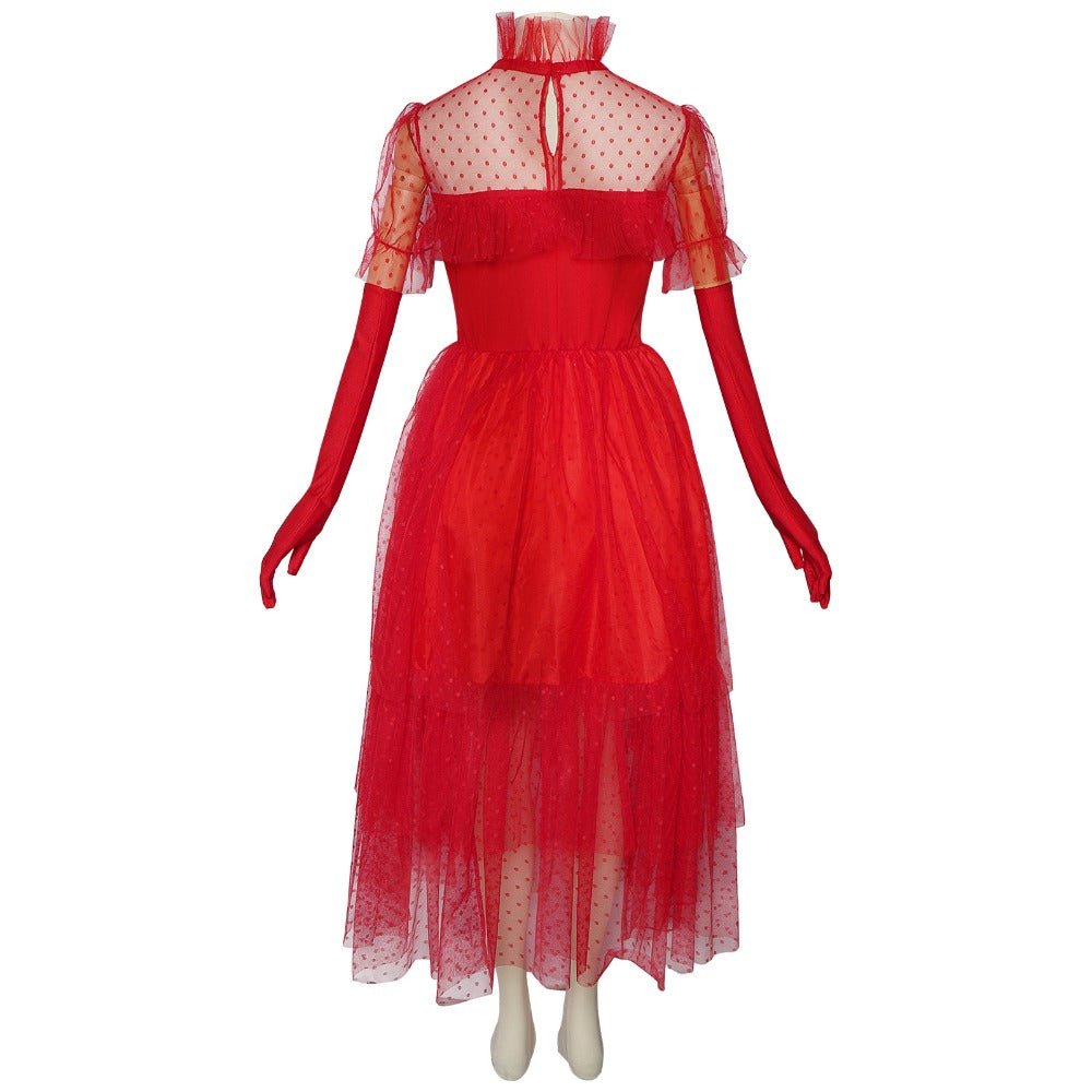 Beetlejuice Lydia Red Dress Halloween Cosplay Costume for Kids and Adults - Coscosmos