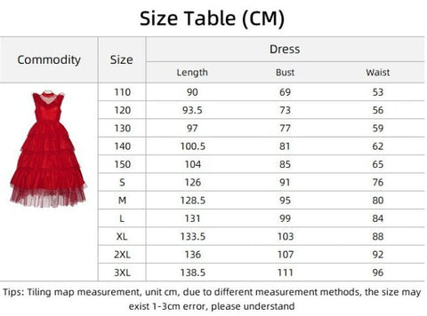 Beetlejuice Lydia Red Dress Halloween Cosplay Costume for Kids and Adults - Coscosmos